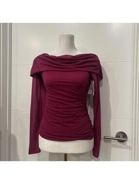 new with tags Open Edit off the shoulder burgundy long sleeve top